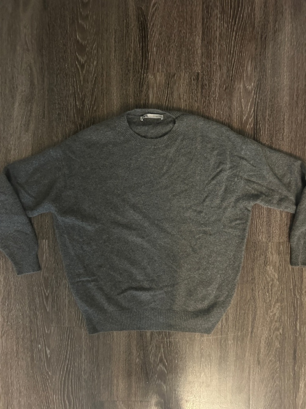 Zara Grey Cashmere Crewneck Sweater